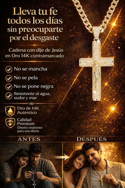 Cadena Divina 14K con Dije de Jesús